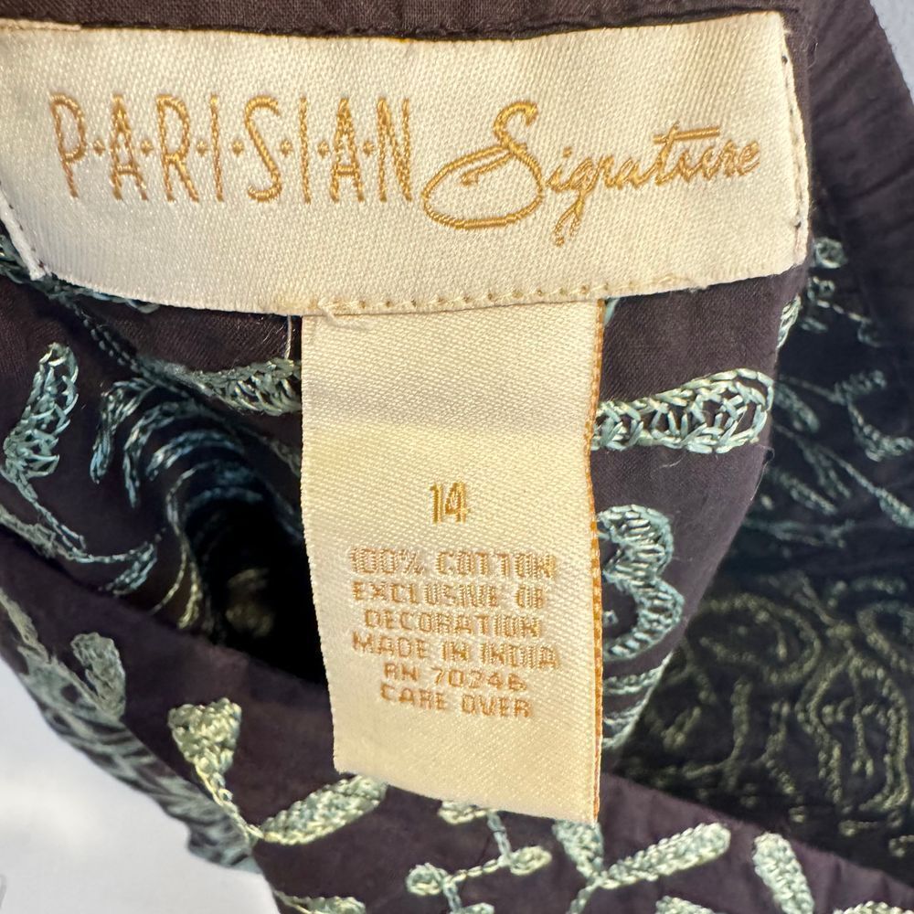 Vintage Maxi Skirt 14 Brown Green Embroidered Floral‎ Cotton Boho Chic 90s - Picture 5 of 6